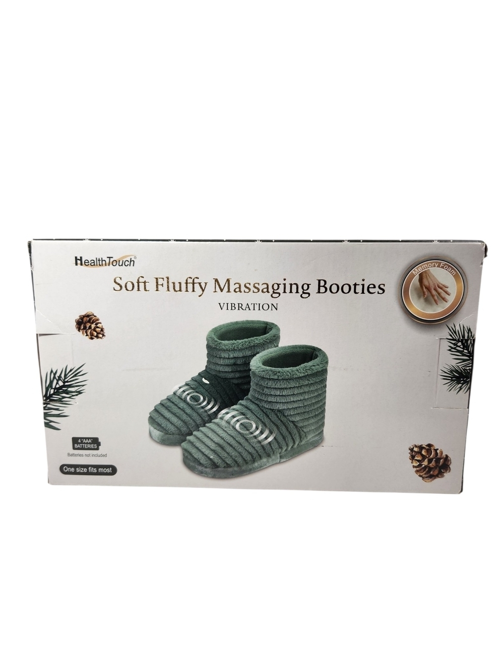 HealthTouch Soft Fluffy Massaging Booties - Green - Picture 4 of 10